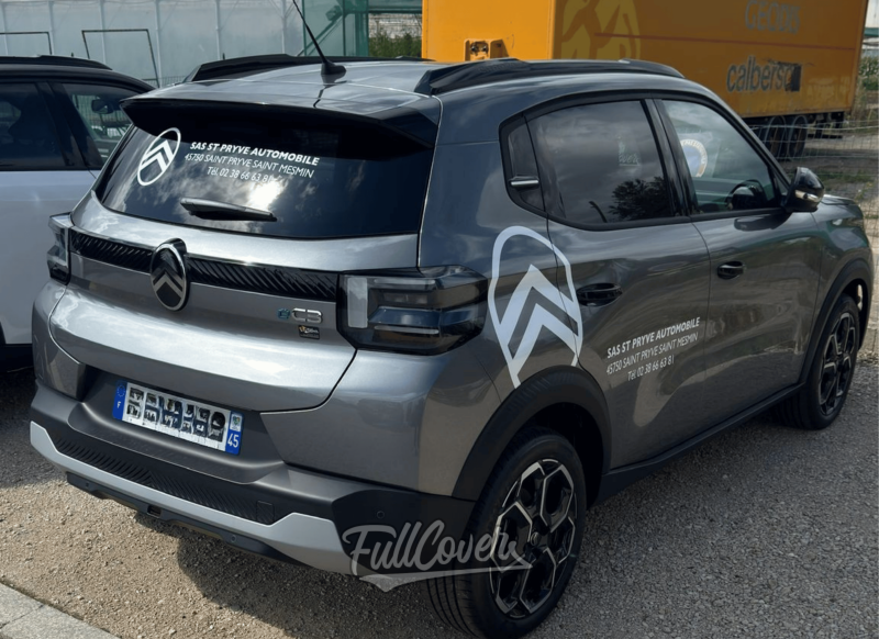 Marquage publicitaire sur nouvelle Citroën C3 électrique pour le garage Citroën de 45750 Saint-Pryvé-Saint-Mesmin
