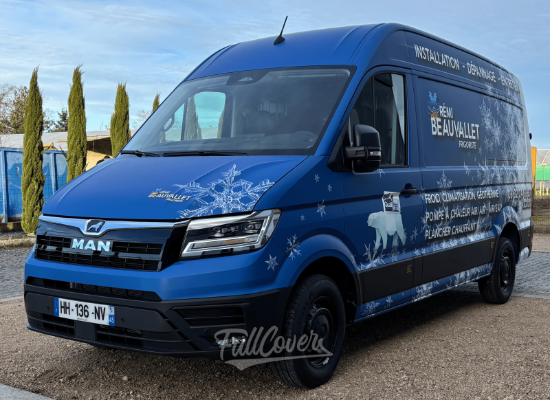 Marquage publicitaire complet camion MAN Rémi Beauvallet frigoriste, Orléans