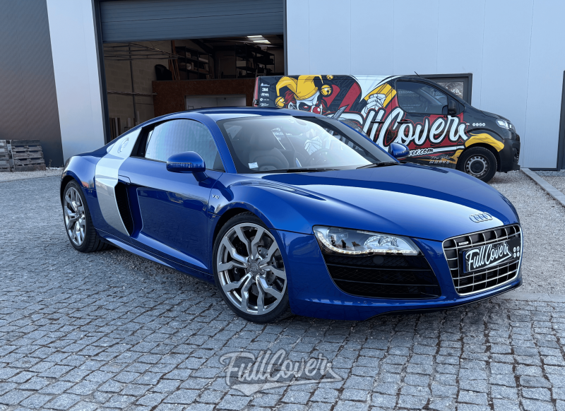 Protection carrosserie PPF SunTek sur face avant Audi R8 V10 pour une finition invisible à Orléans