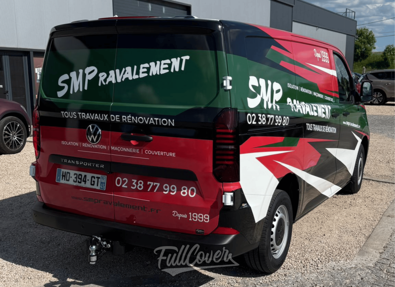 Marquage publicitaire sur véhicule professionnel avec films Arlon pour l’entreprise SMP Ravalement situé à Orléans