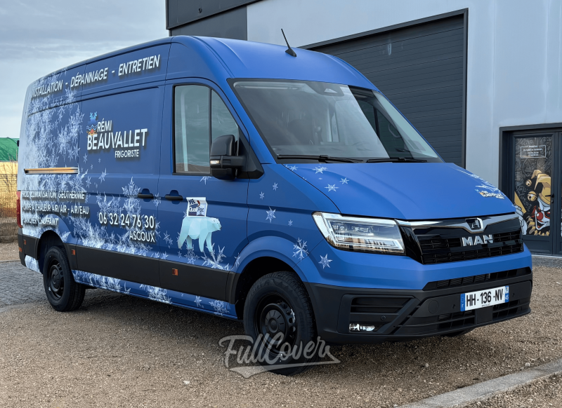 Marquage publicitaire complet camion MAN Rémi Beauvallet frigoriste, Orléans