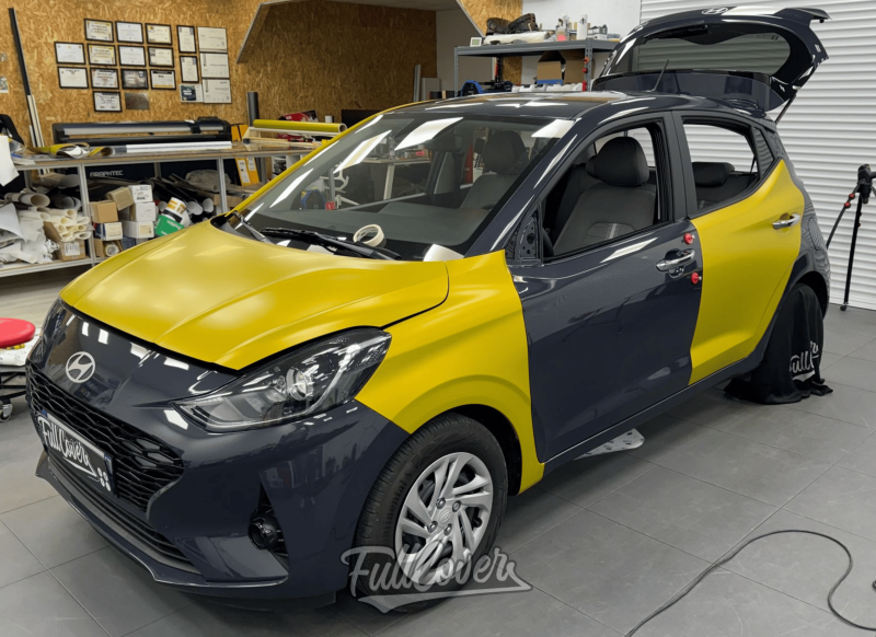 Covering 2080 3M Bitter Yellow satinée sur Hyundai i10 à Saint-Pryvé-Saint-Mesmin