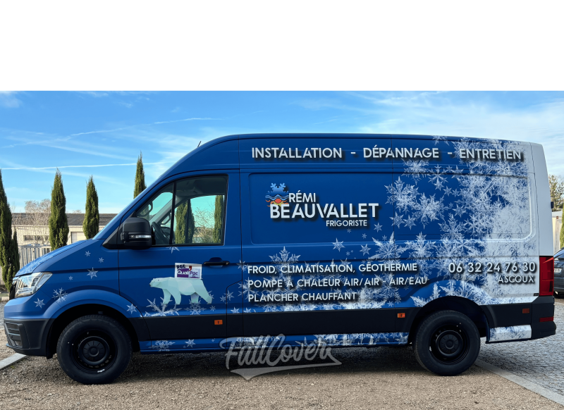 Marquage publicitaire complet camion MAN Rémi Beauvallet frigoriste, Orléans